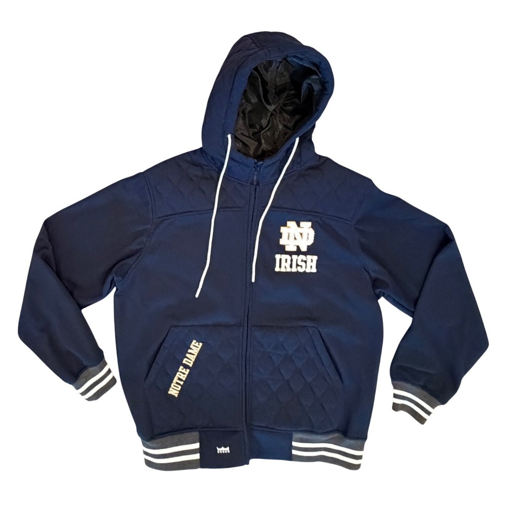 Franchise Club Notre Dame Jacket Mens Large Navy Blue NWOT Quilted Marble Fleece